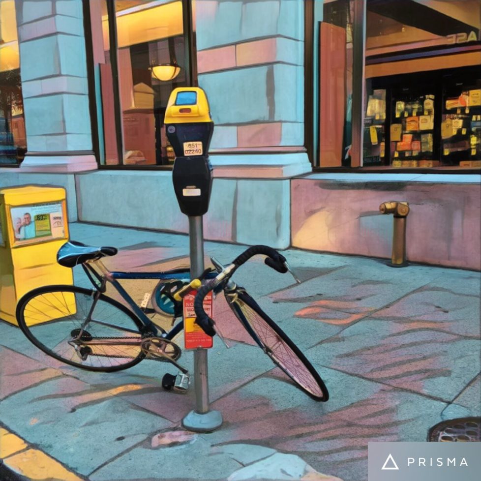 bicycle locked to meter